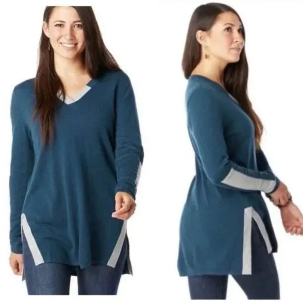 Smartwool Shadow Pine Tunic Sweater in Deep Marlin Heather Merino Wool